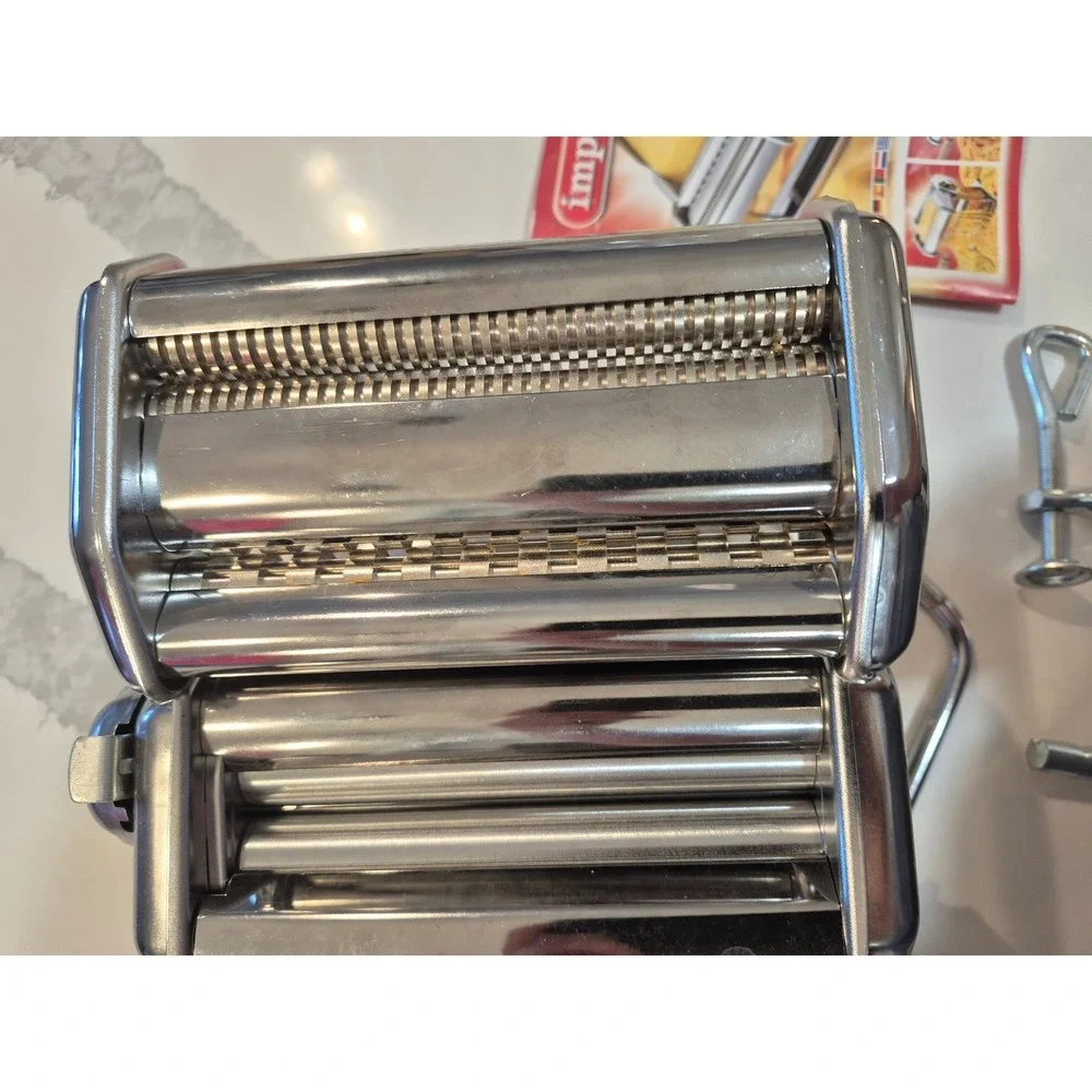 Imperia Pasta‎ Maker Machine Made in Italy Chrome Steel Manual Roller and Cutter